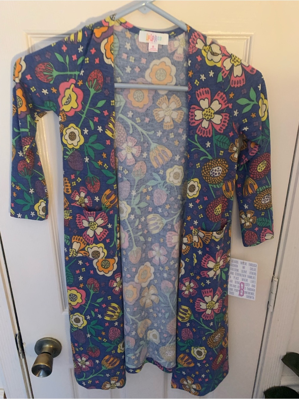 Girls All Over Print LulaRoe Long Cardigan With Pockets Sariah Size 8